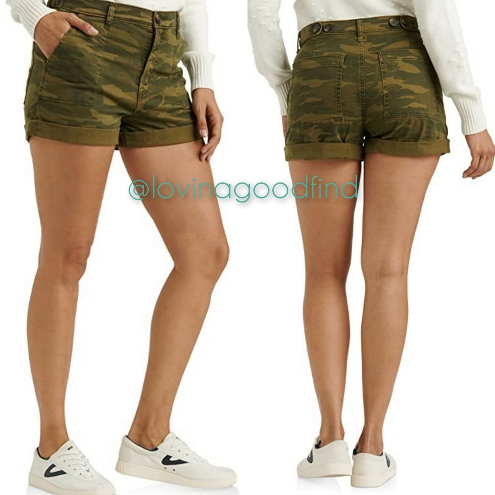 Lucky Camo Print Cuffed Hem Denim Shorts EUC sz 6